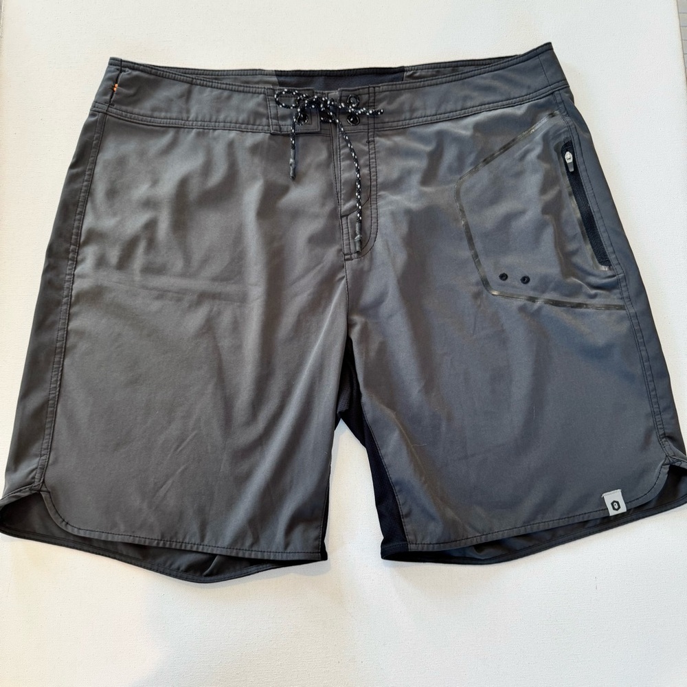 Ourcaste Mens 36 Board Shorts Gray Premium Stretch Quick Dry Zip Pockets